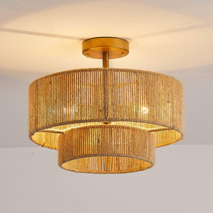 3-Light Traditional Farmhouse Wabi-Sabi Flush Mount Light - Sweatfully