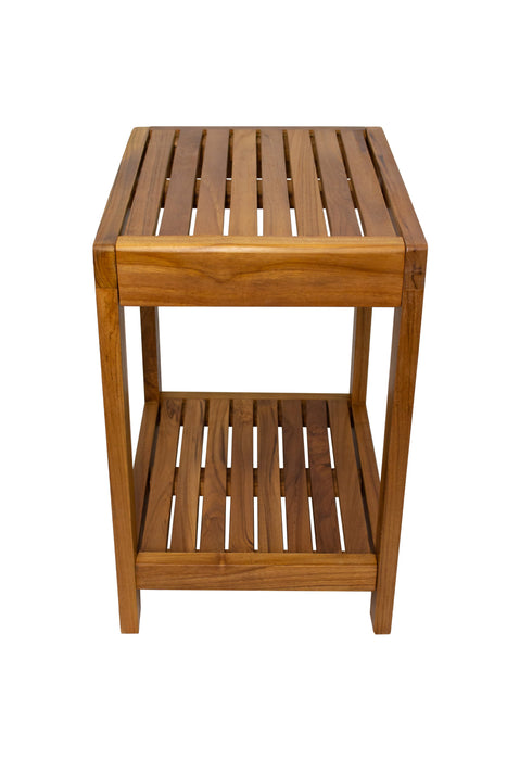 Bali Teak Shower and Bath Spa Bench with Shelf – 18″ - Sweatfully