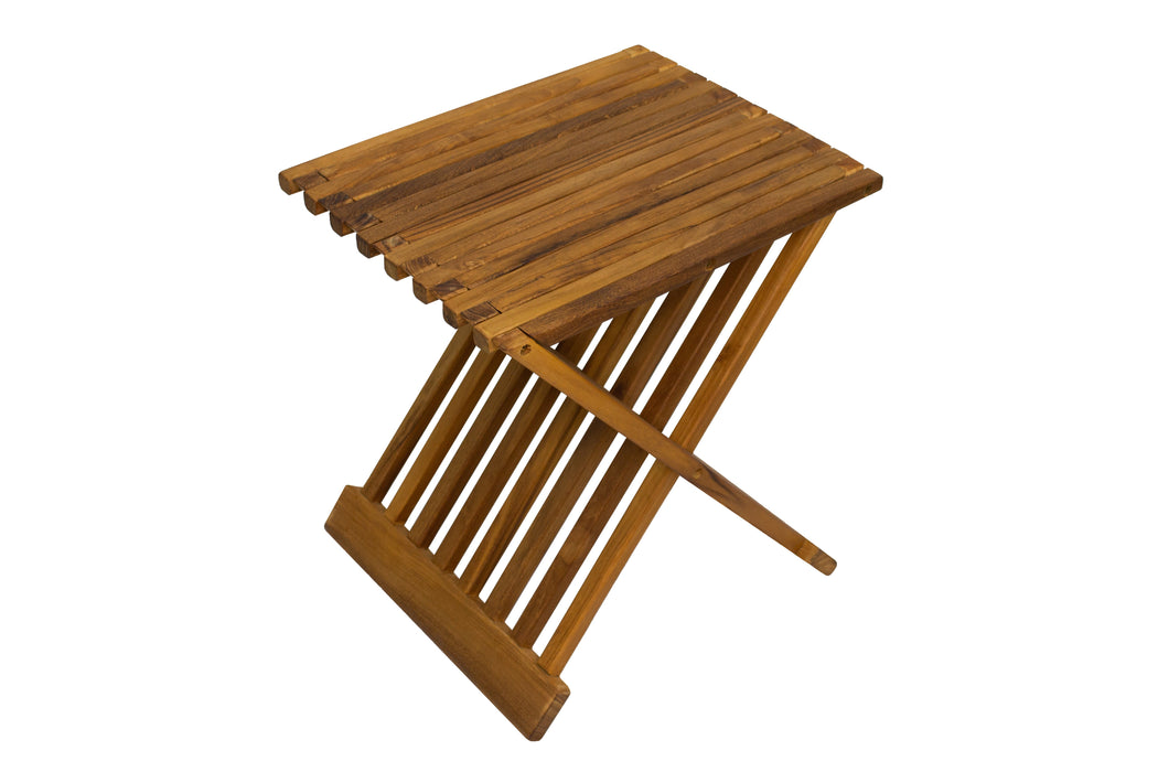 Winchester Teak Shower and Bath Folding Stool with Horizontal Slats - Sweatfully