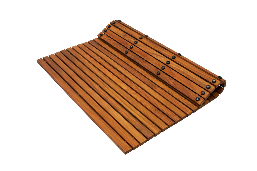 Sapporo Teak Shower and Bath String Mat with Rubber Footing 30″ x 30″ - Sweatfully