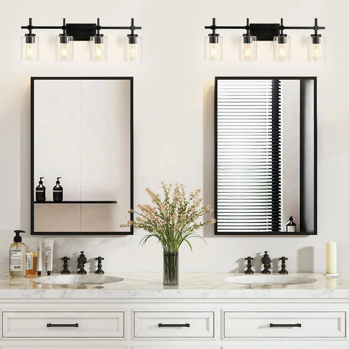 Jasper Modern 4-Light Clear Glass Bathroom Lights Linear Vanity Light - Sweatfully
