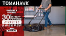 30" Battery Powered Push Sweeper with Triple Power Brooms Electric Drive and Dust Suppression - Sweatfully