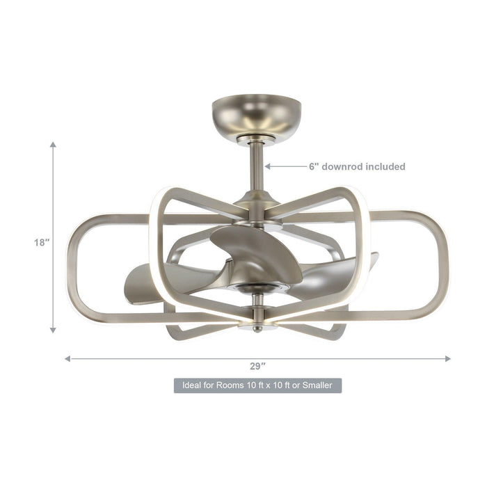 30" Theron Modern DC Motor Downrod Mount Reversible Ceiling Fan with LED Lighting and Remote Control - Sweatfully