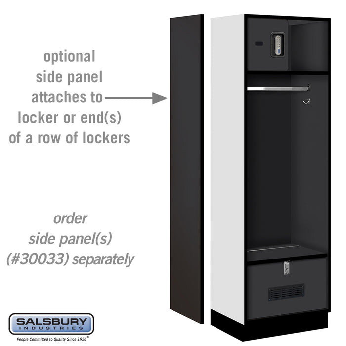 Salsbury 24" Wide Designer Wood Open Access Locker - 6 Feet High - 18 Inches Deep - Black - Silver Electronic Locks - Sweatfully