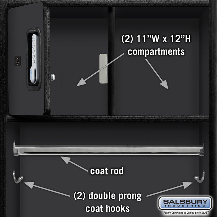 Salsbury 24" Wide Designer Wood Open Access Locker - 6 Feet High - 18 Inches Deep - Black - Silver Electronic Locks - Sweatfully