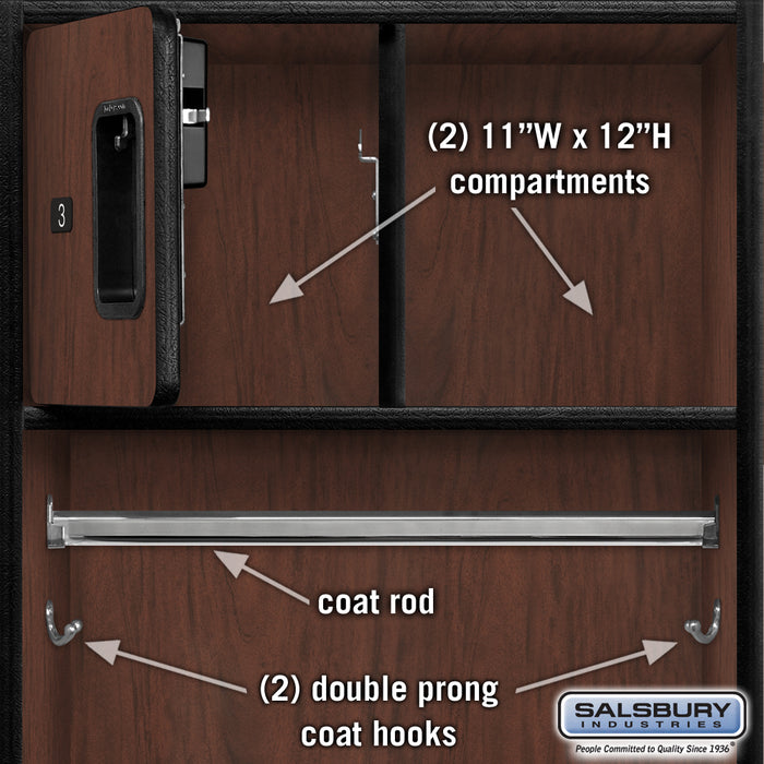 Salsbury 24" Wide Designer Wood Open Access Locker - 6 Feet High - 18 Inches Deep - Mahogany - Hasps - Sweatfully