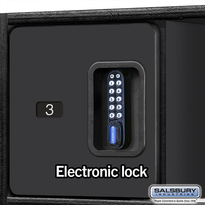 Salsbury 24" Wide Designer Wood Open Access Locker - 6 Feet High - 24 Inches Deep - Black - Black Electronic Locks - Sweatfully