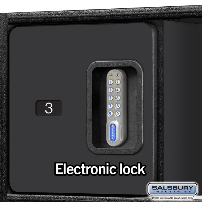 Salsbury 24" Wide Designer Wood Open Access Locker - 6 Feet High - 24 Inches Deep - Black - Silver Electronic Locks - Sweatfully