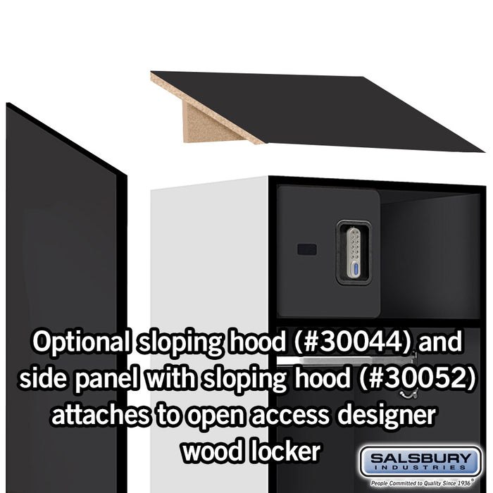 Salsbury 24" Wide Designer Wood Open Access Locker - 6 Feet High - 24 Inches Deep - Black - Silver Electronic Locks - Sweatfully