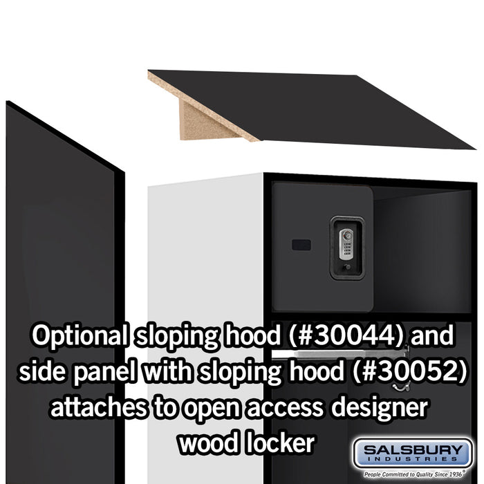 Salsbury 24" Wide Designer Wood Open Access Locker - 6 Feet High - 24 Inches Deep - Black - Silver Resettable Locks - Sweatfully