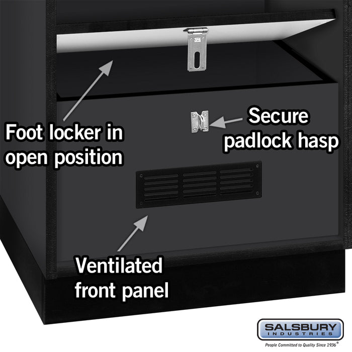 Salsbury 24" Wide Designer Wood Open Access Locker - 6 Feet High - 24 Inches Deep - Black - Black Electronic Locks - Sweatfully
