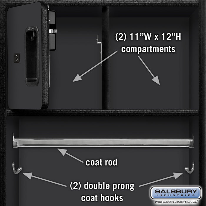 Salsbury 24" Wide Designer Wood Open Access Locker - 6 Feet High - 24 Inches Deep - Black - Hasps - Sweatfully