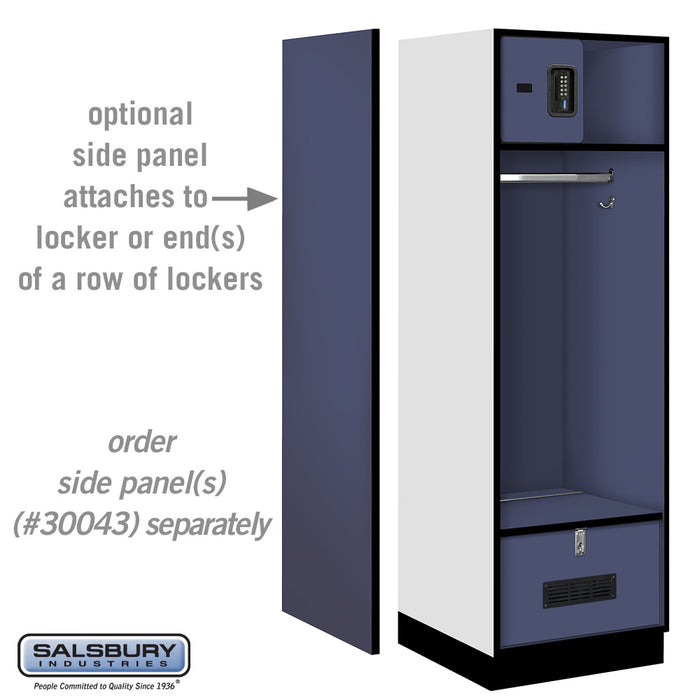 Salsbury 24" Wide Designer Wood Open Access Locker - 6 Feet High - 24 Inches Deep - Blue - Black Electronic Locks - Sweatfully