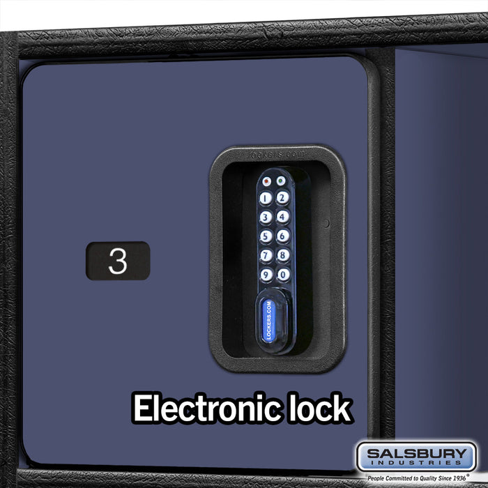 Salsbury 24" Wide Designer Wood Open Access Locker - 6 Feet High - 24 Inches Deep - Blue - Black Electronic Locks - Sweatfully