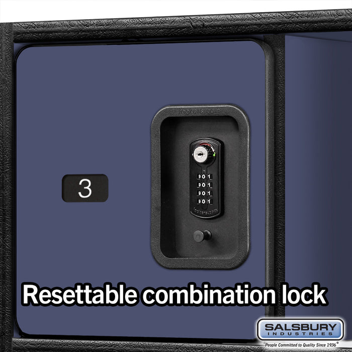Salsbury 24" Wide Designer Wood Open Access Locker - 6 Feet High - 24 Inches Deep - Blue - Black Resettable Locks - Sweatfully