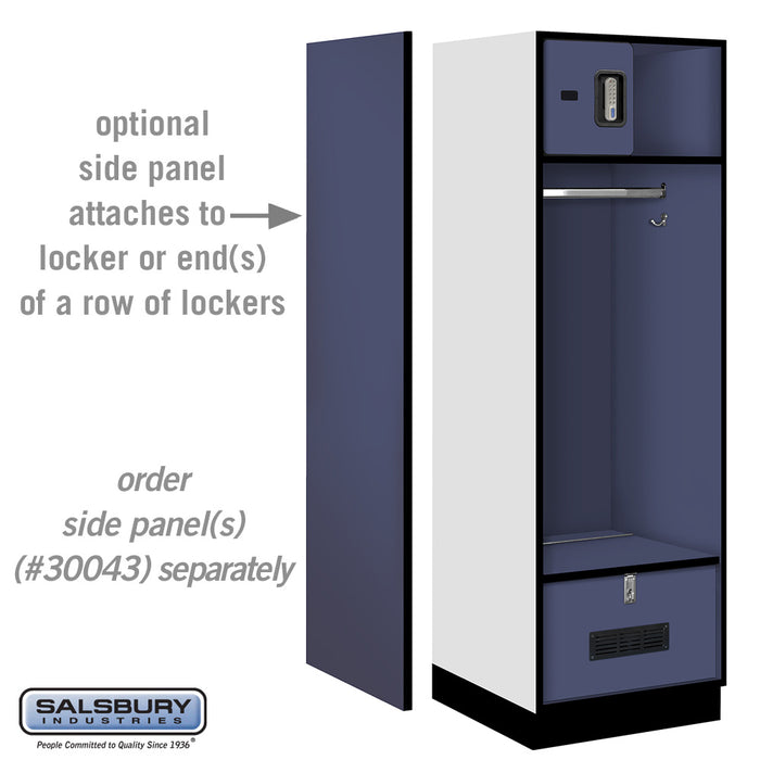 Salsbury 24" Wide Designer Wood Open Access Locker - 6 Feet High - 24 Inches Deep - Blue - Silver Electronic Locks - Sweatfully