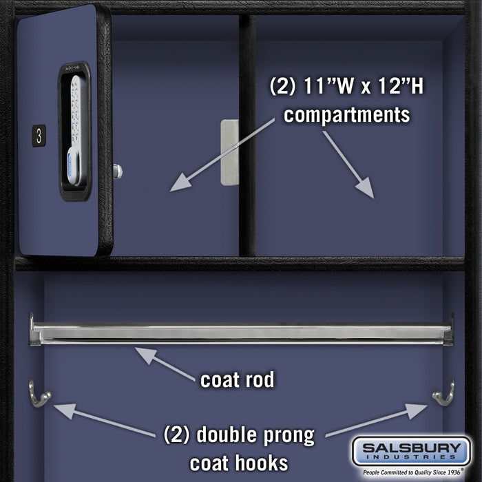 Salsbury 24" Wide Designer Wood Open Access Locker - 6 Feet High - 24 Inches Deep - Blue - Silver Electronic Locks - Sweatfully