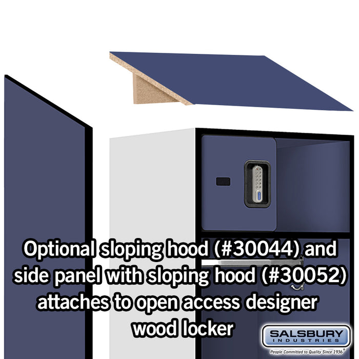 Salsbury 24" Wide Designer Wood Open Access Locker - 6 Feet High - 24 Inches Deep - Blue - Silver Electronic Locks - Sweatfully