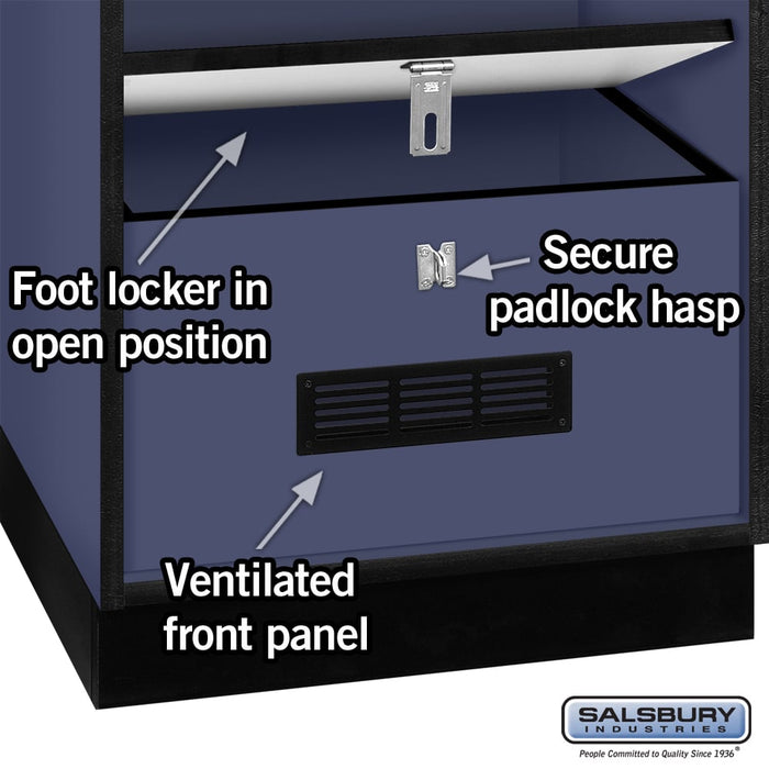 Salsbury 24" Wide Designer Wood Open Access Locker - 6 Feet High - 24 Inches Deep - Blue - Black Electronic Locks - Sweatfully