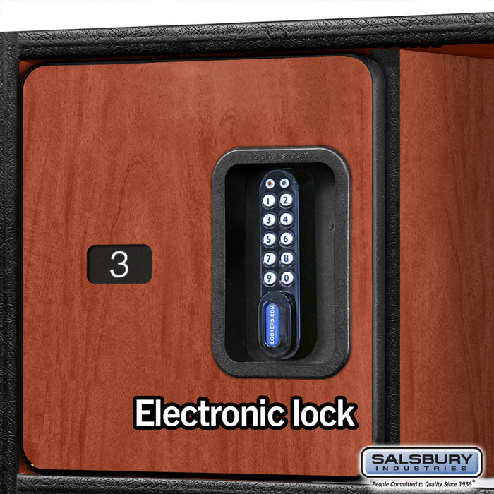 Salsbury 24" Wide Designer Wood Open Access Locker - 6 Feet High - 24 Inches Deep - Cherry - Black Electronic Locks - Sweatfully
