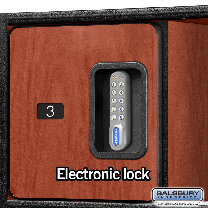 Salsbury 24" Wide Designer Wood Open Access Locker - 6 Feet High - 24 Inches Deep - Cherry - Silver Electronic Locks - Sweatfully