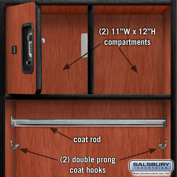 Salsbury 24" Wide Designer Wood Open Access Locker - 6 Feet High - 24 Inches Deep - Cherry - Silver Resettable Locks - Sweatfully