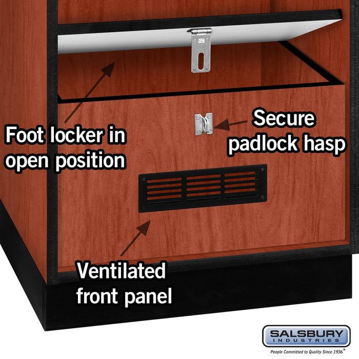 Salsbury 24" Wide Designer Wood Open Access Locker - 6 Feet High - 24 Inches Deep - Cherry - Black Resettable Locks - Sweatfully