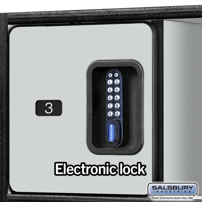 Salsbury 24" Wide Designer Wood Open Access Locker - 6 Feet High - 24 Inches Deep - Gray - Black Electronic Locks - Sweatfully