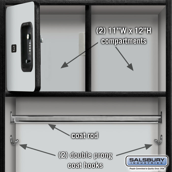 Salsbury 24" Wide Designer Wood Open Access Locker - 6 Feet High - 24 Inches Deep - Gray - Black Resettable Locks - Sweatfully