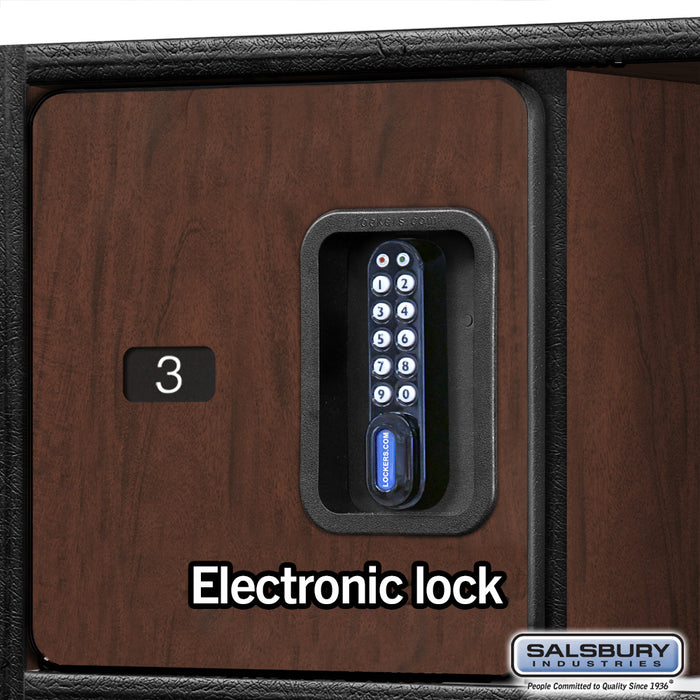 Salsbury 24" Wide Designer Wood Open Access Locker - 6 Feet High - 24 Inches Deep - Mahogany - Black Electronic Locks - Sweatfully