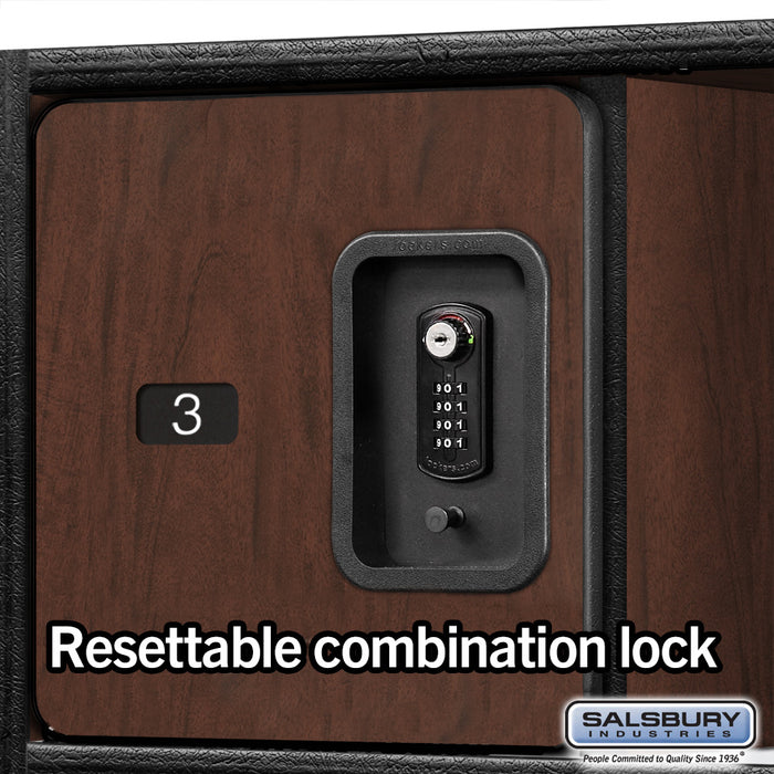 Salsbury 24" Wide Designer Wood Open Access Locker - 6 Feet High - 24 Inches Deep - Mahogany - Black Resettable Locks - Sweatfully