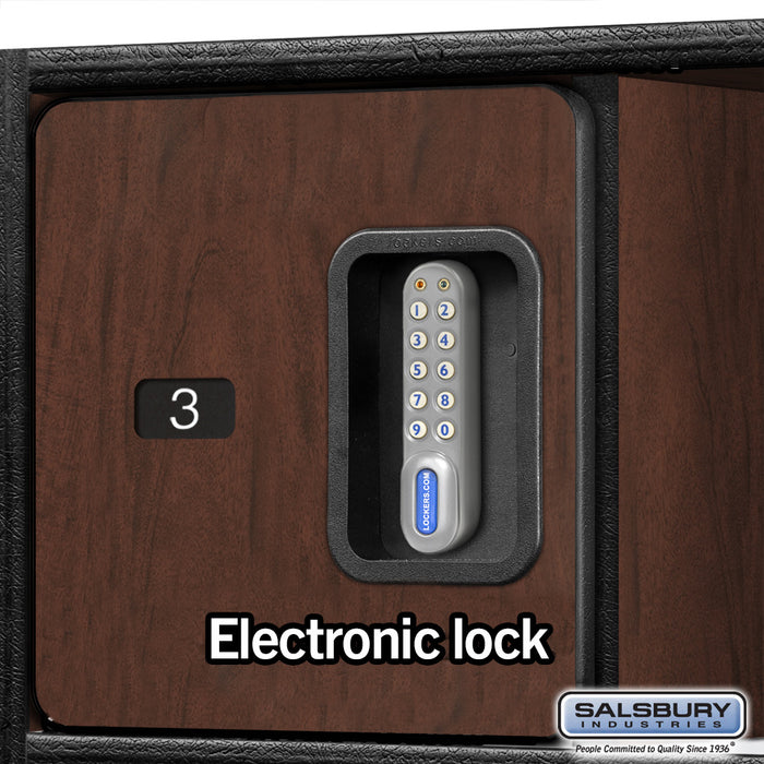 Salsbury 24" Wide Designer Wood Open Access Locker - 6 Feet High - 24 Inches Deep - Mahogany - Silver Electronic Locks - Sweatfully