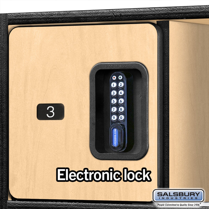 Salsbury 24" Wide Designer Wood Open Access Locker - 6 Feet High - 24 Inches Deep - Maple - Black Electronic Locks - Sweatfully
