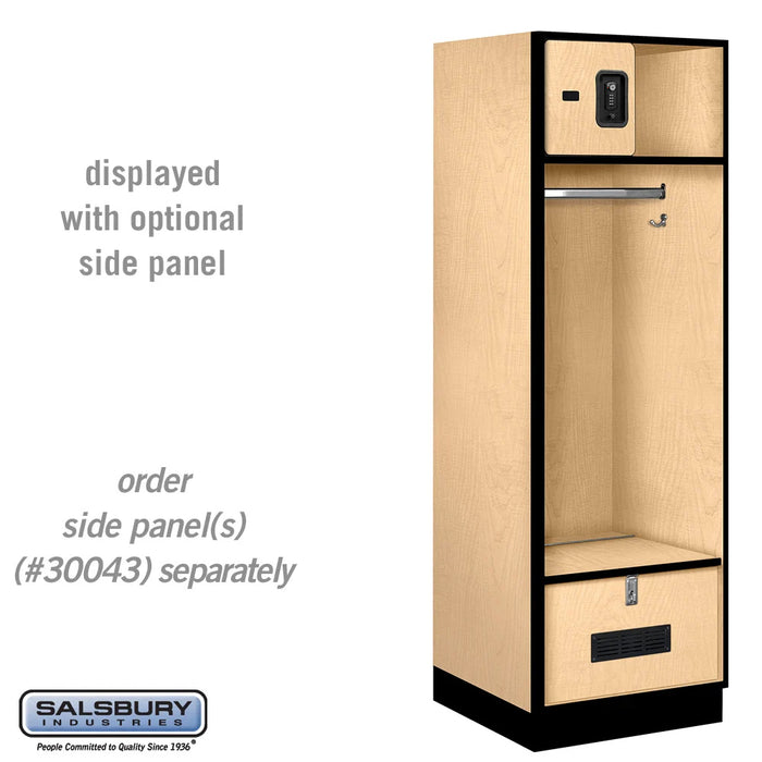 Salsbury 24" Wide Designer Wood Open Access Locker - 6 Feet High - 24 Inches Deep - Maple - Black Resettable Locks - Sweatfully