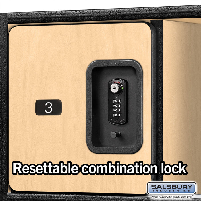 Salsbury 24" Wide Designer Wood Open Access Locker - 6 Feet High - 24 Inches Deep - Maple - Black Resettable Locks - Sweatfully