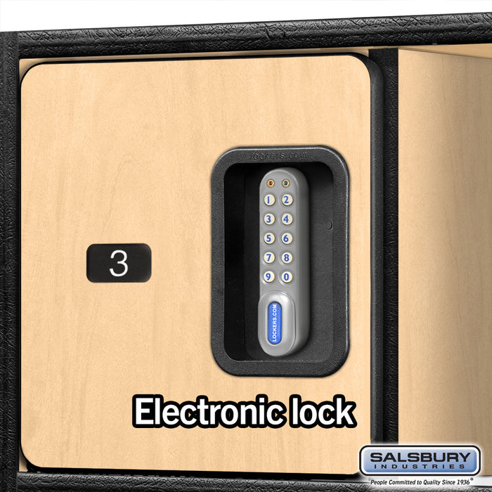 Salsbury 24" Wide Designer Wood Open Access Locker - 6 Feet High - 24 Inches Deep - Maple - Silver Electronic Locks - Sweatfully