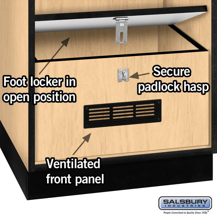 Salsbury 24" Wide Designer Wood Open Access Locker - 6 Feet High - 24 Inches Deep - Maple - Silver Electronic Locks - Sweatfully