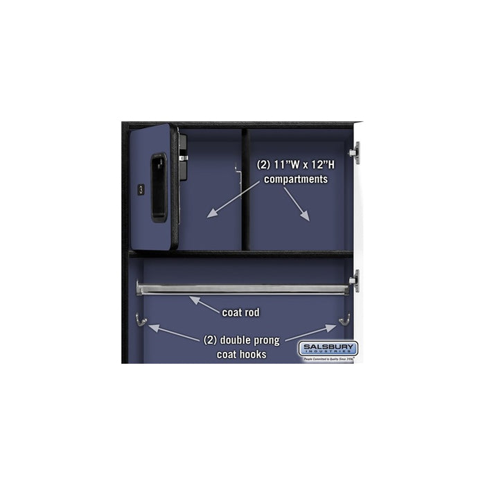 Salsbury 24" Wide Designer Wood Gear Locker - 6 Feet High - 24 Inches Deep - Blue - Black Resettable Locks - Sweatfully