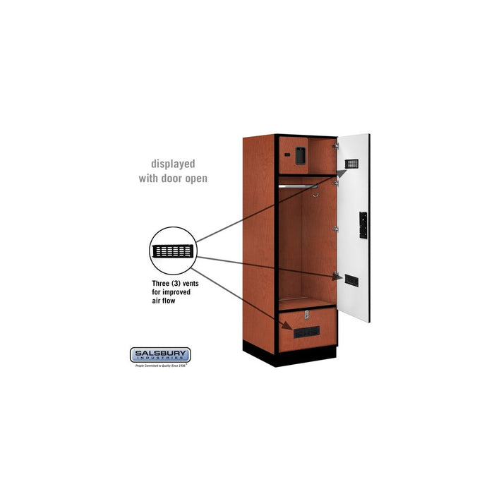 Salsbury 24" Wide Designer Wood Gear Locker - 6 Feet High - 24 Inches Deep - Cherry - Black Resettable Locks - Sweatfully