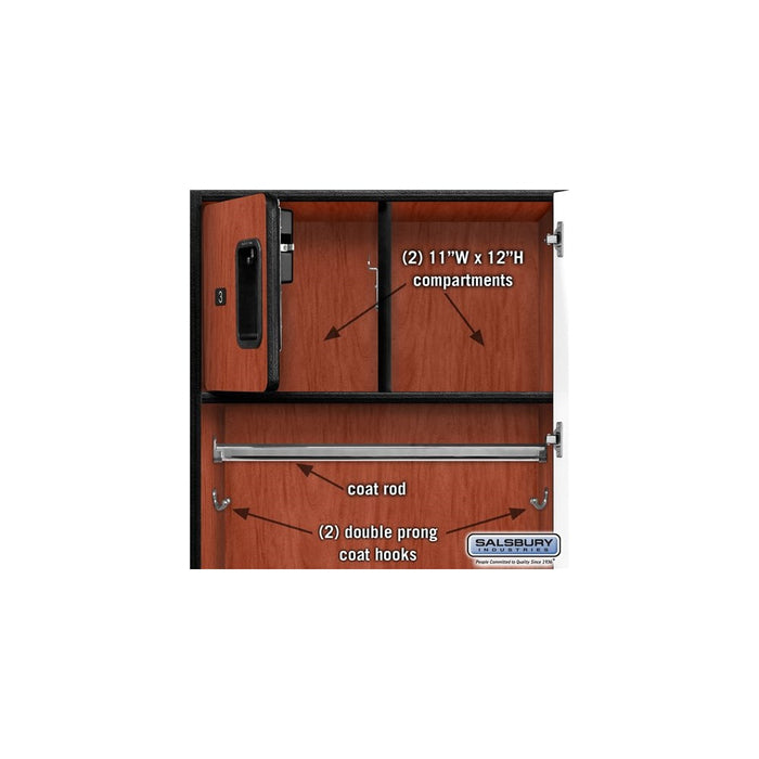Salsbury 24" Wide Designer Wood Gear Locker - 6 Feet High - 24 Inches Deep - Cherry - Silver Resettable Locks - Sweatfully