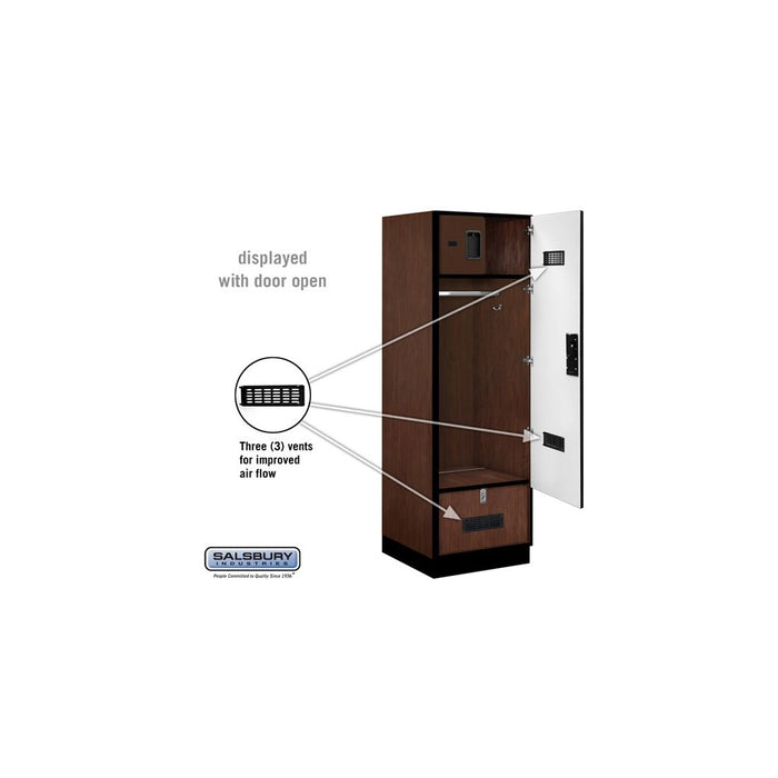 Salsbury 24" Wide Designer Wood Gear Locker - 6 Feet High - 24 Inches Deep - Mahogany - Black Electronic Locks - Sweatfully