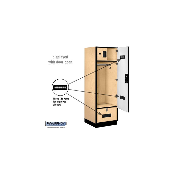 Salsbury 24" Wide Designer Wood Gear Locker - 6 Feet High - 24 Inches Deep - Maple - Black Resettable Locks - Sweatfully