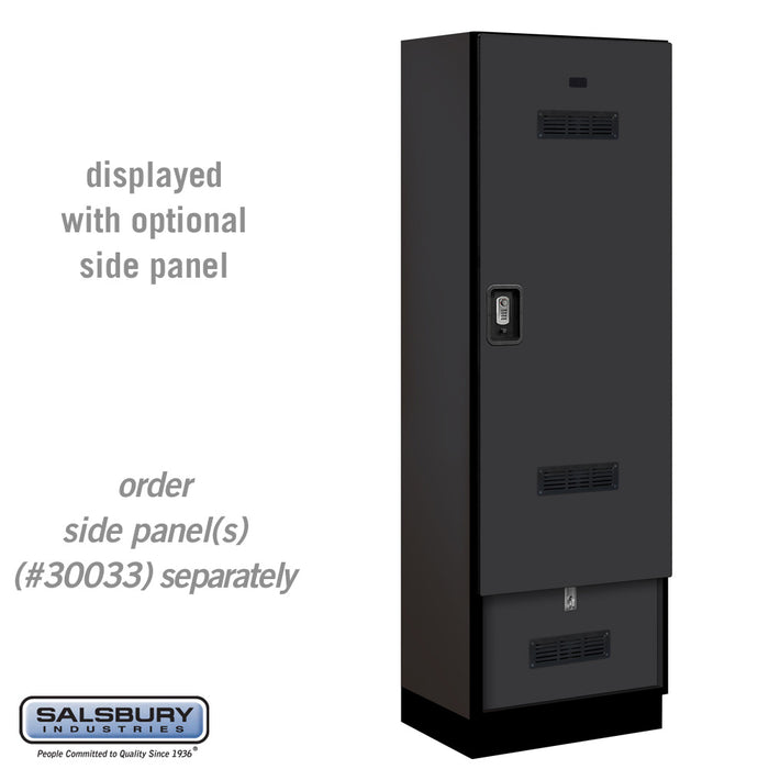 Salsbury 24" Wide Designer Wood Gear Locker - 6 Feet High - 18 Inches Deep - Black - Silver Resettable Locks - Sweatfully