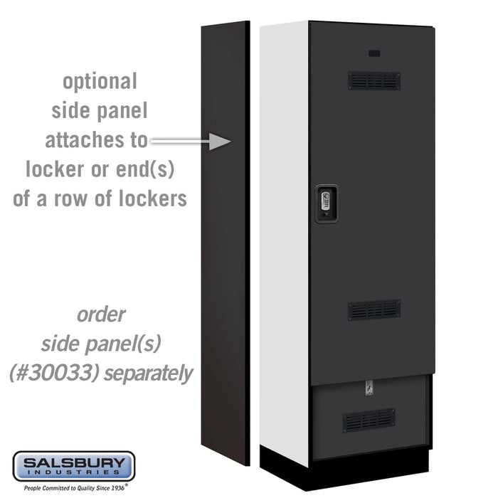 Salsbury 24" Wide Designer Wood Gear Locker - 6 Feet High - 18 Inches Deep - Black - Silver Resettable Locks - Sweatfully