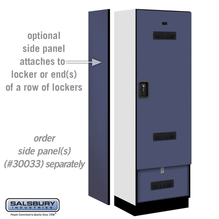Salsbury 24" Wide Designer Wood Gear Locker - 6 Feet High - 18 Inches Deep - Blue - Black Resettable Locks - Sweatfully