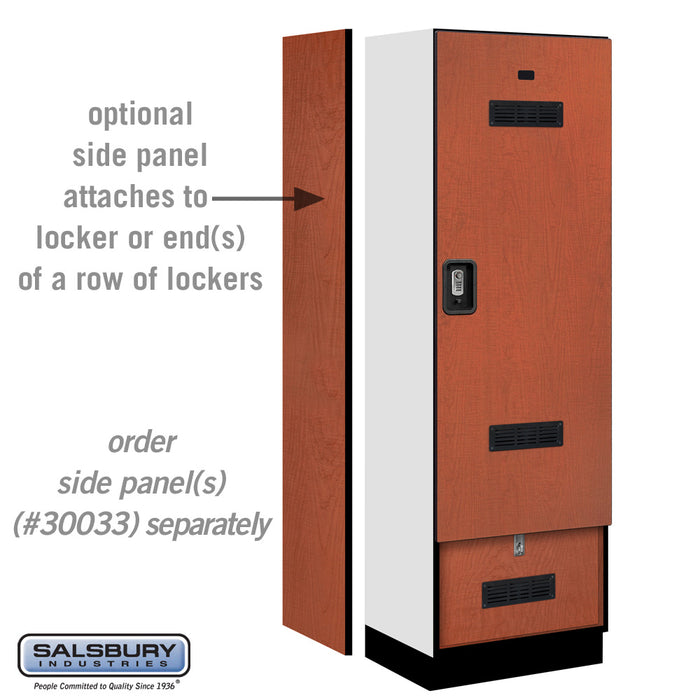 Salsbury 24" Wide Designer Wood Gear Locker - 6 Feet High - 18 Inches Deep - Cherry - Silver Resettable Locks - Sweatfully