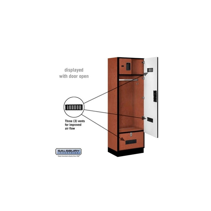 Salsbury 24" Wide Designer Wood Gear Locker - 6 Feet High - 18 Inches Deep - Cherry - Silver Resettable Locks - Sweatfully