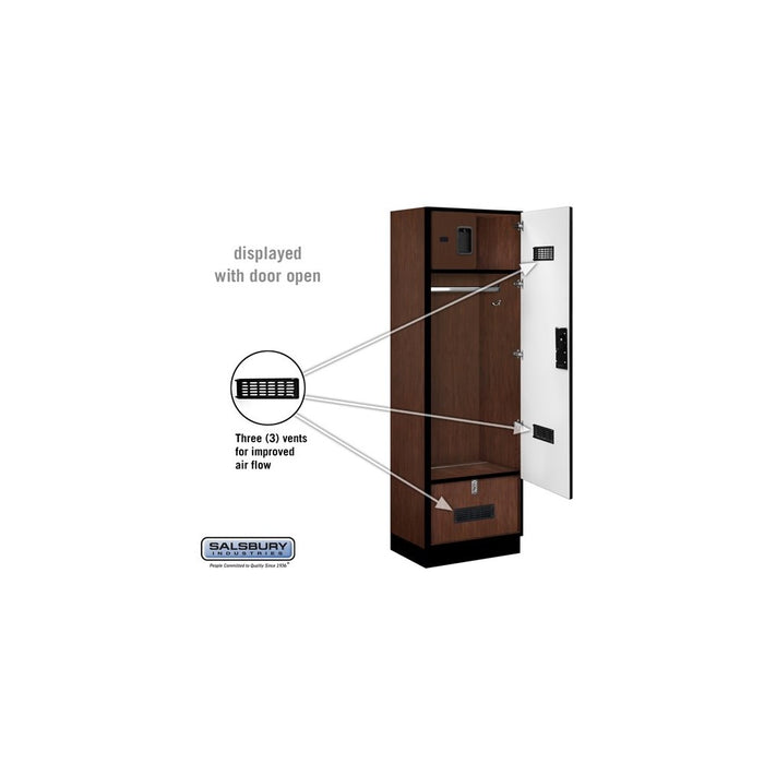 Salsbury 24" Wide Designer Wood Gear Locker - 6 Feet High - 18 Inches Deep - Mahogany - Black Resettable Locks - Sweatfully