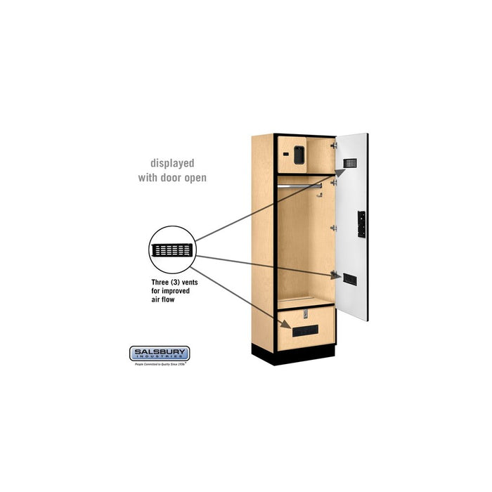 Salsbury 24" Wide Designer Wood Gear Locker - 6 Feet High - 18 Inches Deep - Maple - Silver Resettable Locks - Sweatfully
