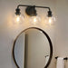 Irvine Black Modern Clear Glass 3-Light Vanity Light - Sweatfully